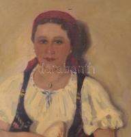 Csákány I jelzéssel: Mosogató asszony. Olaj, vászon, jelzett, sérült (három szakadással) Dekoratív k...