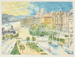 Varga Mátyás (1910-2002): össz. 4 db városrészlet és tájkép, közte 1 db tájkép. Monotípia, papír. Mi...