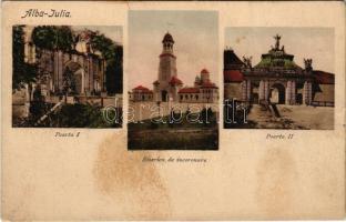 Gyulafehérvár, Alba Iulia; Biserica de incoronare, Poarta I & II / Koronázási templom, Várkapu I és II / church, castle gates (fl)