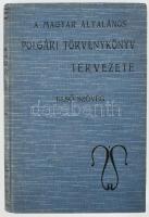 A magyar általános polgári törvénykönyv tervezete. Első szöveg. Bp., 1900, Grill Károly. Kiadói egészvászon kötés, címlap kijár, egyébként jó állapotban.