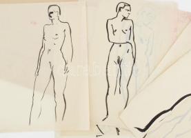 Varga Mátyás (-), össz. 20 db mű: Női és férfi aktok. Tus, papír, jelzés nélkül, klf. méretekben. Va...