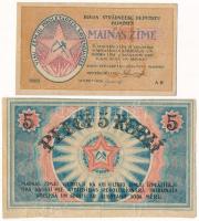 Lettország / Rigai Munkásszervezet 1919. 1R + 5R T:F Latvia / Riga's Workers Deputies' Sov...