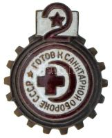 Szovjetunió ~1940. "Vöröskereszt / Vörös Félhold" zománcozott fém jelvény, csavaros hátlappal (38x30mm) T:AU,XF Soviet Union ~1940. "Red Cross / Red Crescent" enamelled metal badge with screwback (38x30mm) C:AU,XF