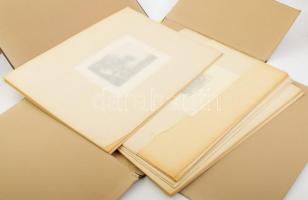 Szőnyi István (1894-1960): 12 db grafika. Rézkarc, papír. Hátoldalán "Szőnyi István hagyatéka" bélyegzővel. Paszpartun "Szőnyi István hagyatéki anyaga" felirattal és számozással. Klf. méretekben.