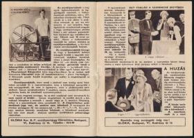 1936 Glória Kereskedelmi R.T. osztálysorsjáték reklámprospektus, a címlapon szerencseszám-koronggal,...