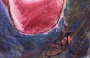 Sörös Pál (1956-): Női akt. Pasztell, vászon. Jelzett. Dekoratív, üvegezett fakeretben. 86x54 cm