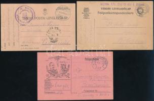 1916-1918 3 db tábori posta levelezőlap, "FP / 107", "FP 235" + "TP / 9"