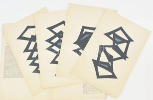 Tilless Béla (1932-2018): 4 db geometrikus kompozíció, 1979. Szitanyomat, papír. Mindegyik jelzett. ...