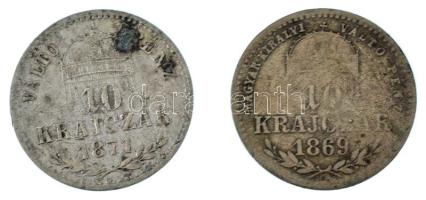 1869GYF 10kr Ag "Magyar Királyi Váltó Pénz" + 1871GYF 10kr Ag "Váltó Pénz" T:F p...