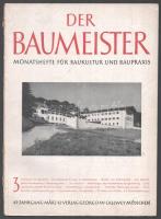 1943 Der Baumeister. Monatshefte für Baukultur und Baupraxis. 41. Jahrgang, Heft 3. Német nyelvű építészeti folyóirat egy száma, fekete-fehér képekkel, hirdetésekkel. Kiadói papírkötés, a borítón sérülésekkel.