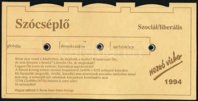 1994 Szócséplő, ,,Részt akar venni a közéletben, de akadozik a nyelve? Konzervatív Ön, de nem kenyer...