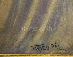 Fried Pál jelzéssel: Női portré. Olaj, vászon. javított. 53×38 cm. Dekoratív, sérült fakeretben