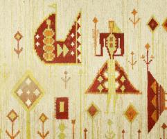 Németh Éva (1930-2019) textilművész: Faliszőttes lányalakkal és állatalakokkal. Jó állapotban, 175x7...