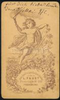 1872 Úriember portréja, vizitkártya Ludwig Faust pozsonyi műterméből, a hátoldalon német nyelvű soro...