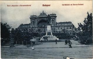 1911 Budapest VII. Keleti pályaudvar, vasútállomás, Baross szobor