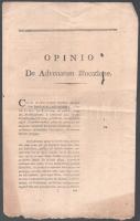 cca 1800 [Erdélybe bevándorló idegenek kezelésére vonatkozó javaslat] Opinio de advenarum illocatione 4 p. kis lyukkal / Opinion regarding the immigration to Transylvania 4 p.