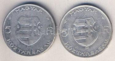 1947. 5Ft Ag "Kossuth" (2x) T:2,2/3