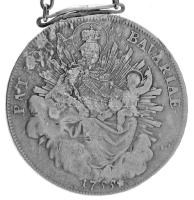 Német Államok / Bajorország 1755. Tallér Ag "III. Miksa" füllel, jelzett Ag láncon (br.33,...
