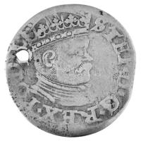 Livónia / Riga 1596. 3gr Ag Báthory István (1,99g) T:VF,F lyuk Livonia / Riga 1596. 3 Grossus Ag Stephan Bathory (1,99g) C:VF,F holed Kopicki 8089