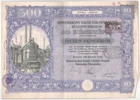 Budapest 1925. "Rimamurány-Salgó-Tarjáni Vasmű Részvény-Társaság" 10db részvénye egyben, e...