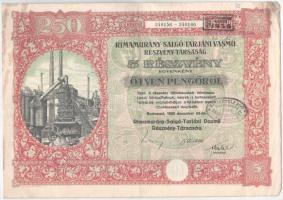 Budapest 1925. "Rimamurány-Salgó-Tarjáni Vasmű Részvény-Társaság" 5db részvénye egyben, egyenként 50P-ről, szárazpecséttel, bélyegzésekkel, szelvényekkel (2x) T:F