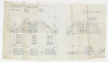 1910 Budapest VII (Ma XIV.) kerület Columbus utca 32 alatti ház tervrajza. Király Kálmán mérnök rajza, aláírásával 63x31 cm
