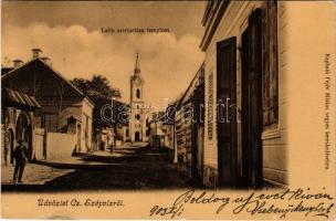 1903 Csíkszépvíz, Szépvíz, Frumoasa; Latin szertartású templom. Fejér Miklós kiadása / church, street view