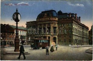 1915 Pozsony, Pressburg, Bratislava; Városi színház, villamos / theatre, tram (EK)