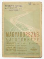 1958 Magyaroszág autótérképe, szakadással, 66x96 cm