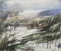 Lóránt János Demeter (1938-): Mátrai falucska. Olaj, vászon, jelzett, hátoldalán Lóránt János Demete...