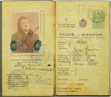 1937 Bp., Izraelita vallású elvált nő részére kiállított fényképes útlevél / Hungarian passport