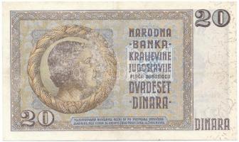 Jugoszlávia 1936. 20D nyomdahibás, mindkét oldalon hiányos, halovány nyomat T:AU 
Yugoslavia 1936. ...