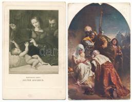 21 db RÉGI motívum képeslap: művészlapok / 21 pre-1945 motive postcards: art