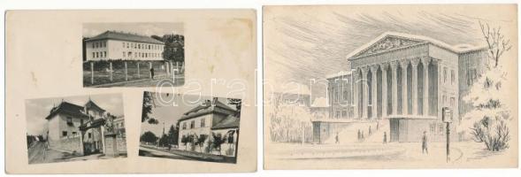 21 db modern magyar város képeslap az 50-es évekből (Képzőművészeti Alap) vegyes minőségben / 21 mod...