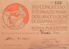 1911 Róma, XV. Congresso Internazionale delle Associazioni di Stampa, Olasz Bélyeggyűjtők Szövetségé...
