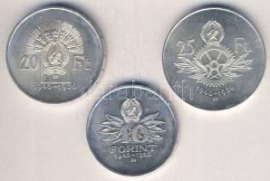 1956. 10Ft + 20Ft + 25Ft Ag "10 éves a Forint" sor T:2
