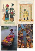 43 db régi és modern népviselet motívum képeslap és néhány fotó / 43 pre-1945 and modern folklore mo...