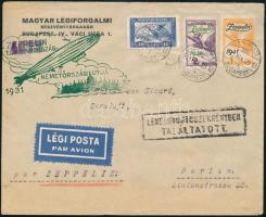 1931 Zeppelin Magyarország - németországi útja levél 1P és 2P Zeppelin bérmentesítéssel Budapestre (32.000) / Zeppelin flight from Hungary to Germany cover with 1P and 2P Zeppelin stamps to Budapest