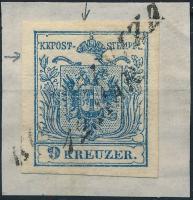 1850 9kr HP III nagy lemezhiba a koronánál + sok pici lemezhiba a feliratoknál KOSTAINIZA