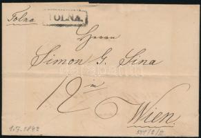 1842 Levél Sina Simonnak 12kr portóval "TOLNA" - Wien