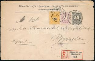 1890 Túlsúlyos helyi ajánlott levél 1kr + 2kr + 8kr bérmentesítéssel