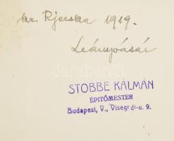1919 Stobbe Kálmán (1883-1936) építőmester, díszlettervező, labdarúgó, a magyar válogatott edzője pe...