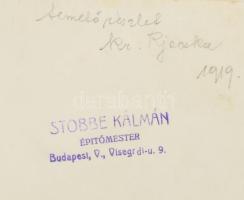 1919 Stobbe Kálmán (1883-1936) építőmester, díszlettervező, labdarúgó, a magyar válogatott edzője pe...