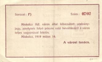 Miskolc város 1919. 20K T:II+ saroktörés, egyébként I