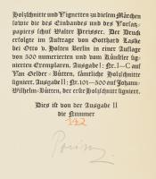 Andersen, Hans Christian: Die Nachtigall. Holzschnitte von Walter Preisser. (Számozott, aláírt). (Be...