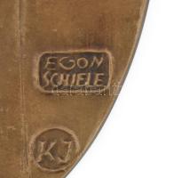 Kótai József (1940- ): Egon Schiele. Bronz plakett, jelzett, 3 példányban készült, 19x13 cm