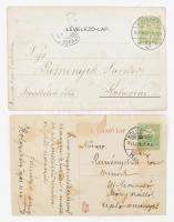 1907-1913 Reményik Sándor (1890-1941) részére szóló 2 db képeslap, az egyik sérült