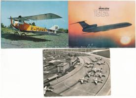 34 db MODERN motívum képeslap és fotó: repülés és repülőgépek, asztronauták / 34 modern motive postc...
