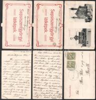 1907 Sepsiszentgyörgy, Sfantu Gheorghe; látképek. 6-részes szétesett kihajtható lap, rajta zsinagóga...