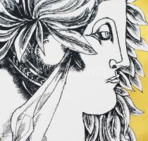 Hollóházi Porcelánmanufaktúra, Szász-Stúdió, Szász Endre (1926-2003): Férfi arc. Jelzett, arany hátt...